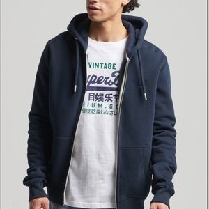 SUPERDRY Organic Cotton Vintage Logo Embroidered Zip size M